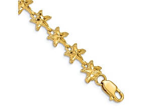 14k Yellow Gold Textured Starfish Link Bracelet