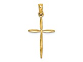 14k Yellow Gold Diamond-Cut with Tapered Ends Cross Charm