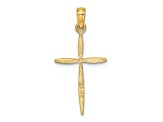 14k Yellow Gold Diamond-Cut with Tapered Ends Cross Charm