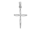 Rhodium Over 14k White Gold Diamond-Cut with Tapered Ends Cross Charm