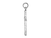 Rhodium Over 14k White Gold Diamond-Cut with Tapered Ends Cross Charm