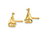 14k Yellow Gold Sail Boat Stud Earrings