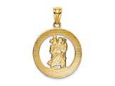 14k Yellow Gold and Rhodium Over 14k Yellow Gold Textured Saint Christopher Pendant