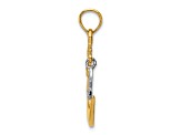 14k Two-tone Gold  Polished and Textured Moveable Half Moon and Star Pendant