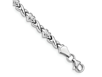 Picture of Rhodium Over 14K White Gold Polished Heart and X Bracelet