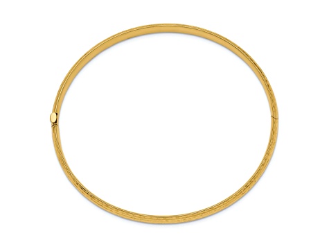 14k Yellow Gold 4.75mm Diamond-Cut Fancy Hinged Bangle