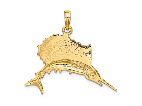 14k Yellow Gold Polished Sailfish Pendant