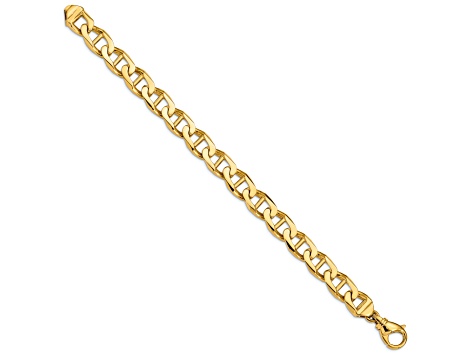 14K Yellow Gold 10.3mm Hand-Polished Anchor Link Chain Bracelet