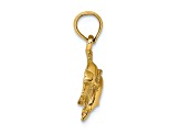 14k Yellow Gold 2D Polished and Textured Double Dolphins Jumping Left Charm