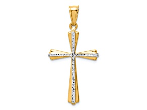 14k Two-tone Gold  Diamond-Cut Cross Pendant