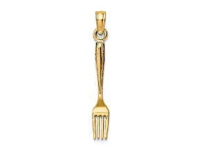 10K Yellow Gold 3D Polished Table Fork Charm