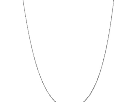 Rhodium Over 14k White Gold 0.7mm Solid Cable 14 Inch Chain