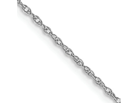 Rhodium Over 14k White Gold 0.7mm Solid Cable 16 Inch Chain