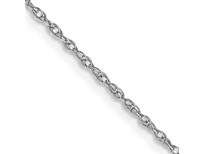 Rhodium Over 14k White Gold 0.7mm Solid Cable 16 Inch Chain