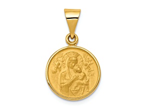 18K Yellow Gold Our Lady of Perpetual Help Medal Pendant