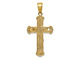 14K Yellow Gold Polished Textured Crucifix Pendant