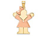 14k Two-tone Gold Satin Puffed Girl with Bow on Left Charm