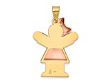 14k Two-tone Gold Satin Puffed Girl with Bow on Left Charm