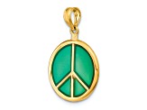 14k Yellow Gold Green Enameled 3D Peace Symbol Charm