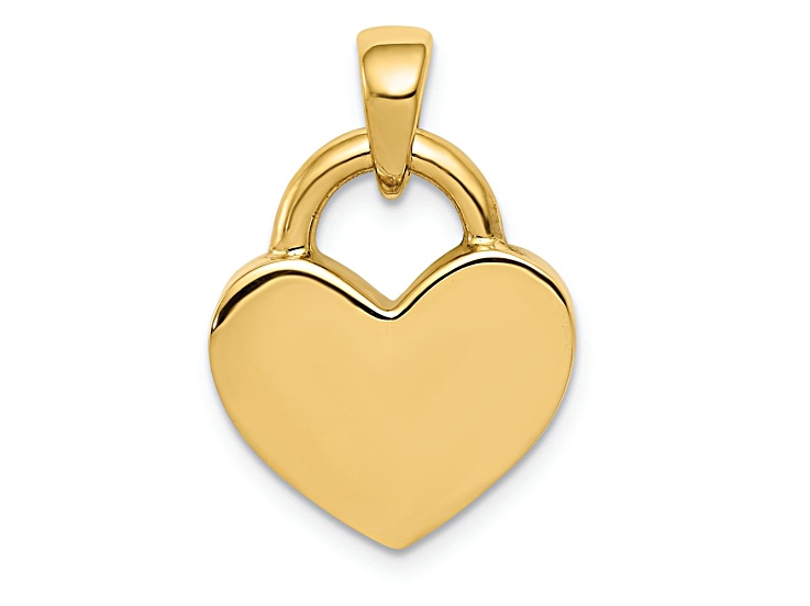 14k Two-tone Gold 3D Polished Reversible Heart Charm