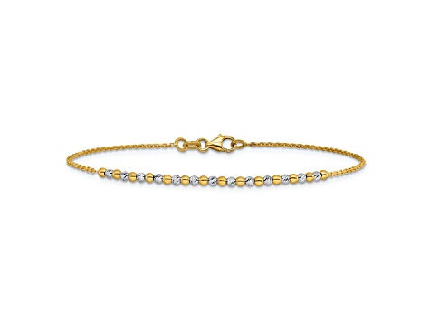 14K Two-tone Diamond-cut Beaded 7.5-inch Bracelet