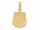14k Yellow Gold Textured Police Badge Pendant