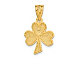 14k Yellow Gold Diamond-Cut and Brushed Shamrock Pendant