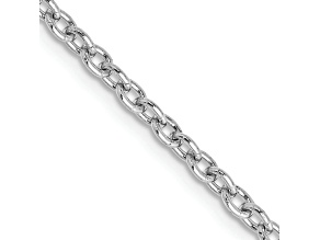 Rhodium Over 14k White Gold 2.4mm Solid Round Open Link Cable 16 Inch Chain