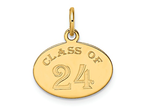 14K Yellow Gold Polished Oval CLASS OF 2024 Charm