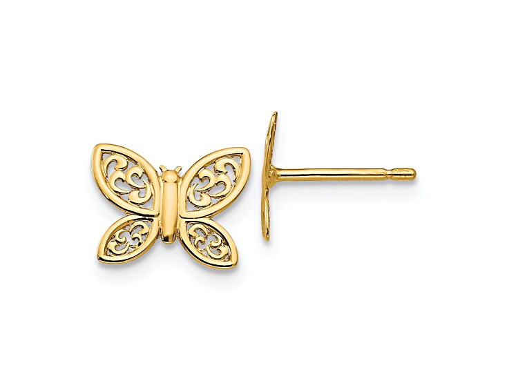 14k Yellow Gold Polished Butterfly Stud Earrings - 1D9ZSA | JTV
