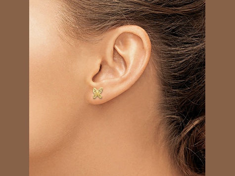 14k Yellow Gold Polished Butterfly Stud Earrings - 1D9ZSA | JTV