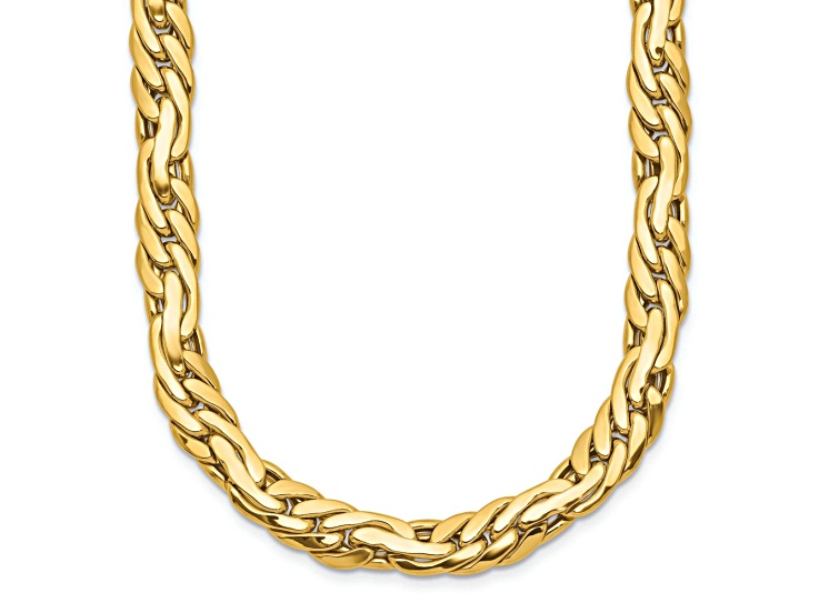 14k Yellow Gold Polished Fancy Link 18 Inch Necklace - 1DAGKA | JTV