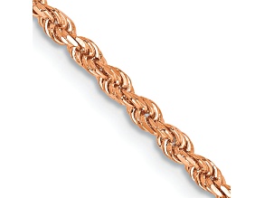 14k Rose Gold 2mm Solid Diamond-Cut Rope 16 Inch Chain