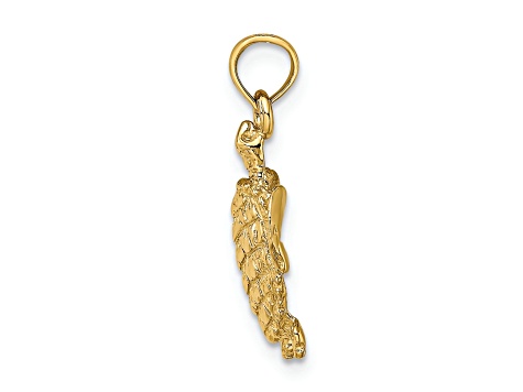 14K Yellow Gold Textured Sea Turtle Charm