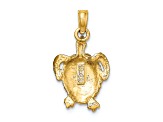 14K Yellow Gold Textured Sea Turtle Charm