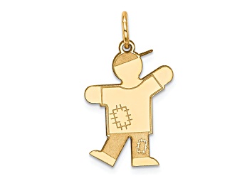 Picture of 14k Yellow Gold Satin Boy with Cap on Left Charm
