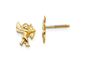 14k Yellow Gold Polished Cupid Screwback Earrings