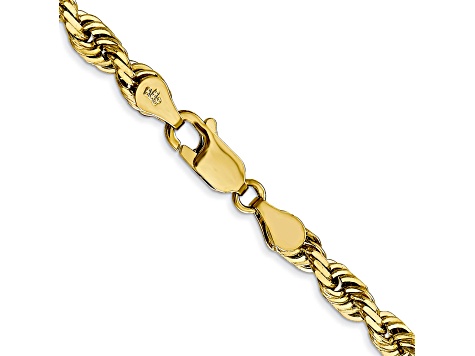 10k Yellow Gold 4.5mm Solid Diamond-Cut Quadruple Rope 20 Inch Chain