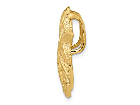 14k Yellow Gold Polished and Textured Starfish Cluster Slide Pendant