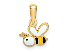 14K Yellow Gold Enamel Bumble Bee Pendant