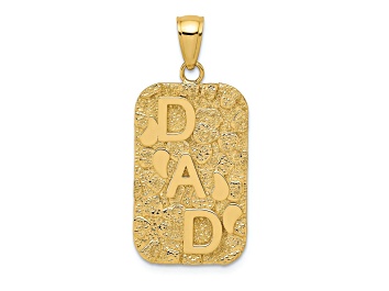 Picture of 14K Yellow Gold DAD Gold Nugget Dog Tag Pendant