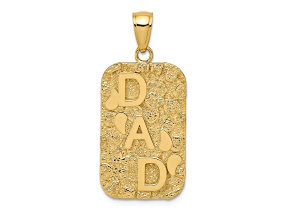14K Yellow Gold DAD Gold Nugget Dog Tag Pendant