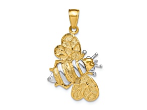 14k Two-tone Gold 3D and Textured Bumblebee Charm