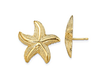 Picture of 14k Yellow Gold Textured Starfish Stud Earrings