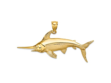 Picture of 14k Yellow Gold 2D Polished Satin and Textured Swordfish Charm