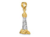 14k Yellow Gold and Rhodium Over 14k Yellow Gold 3D Textured St. Augustine Lighthouse Pendant