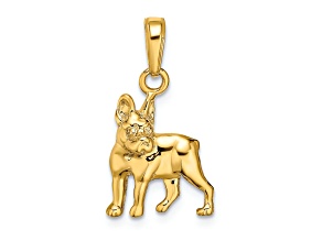 10K Yellow Gold Boston Terrier Dog Pendant