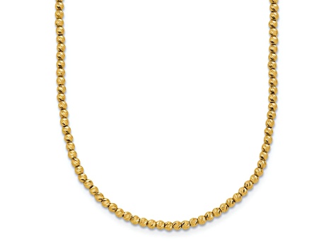 14K Yellow Gold Polished and Diamond-cut Beaded 18-inch Necklace