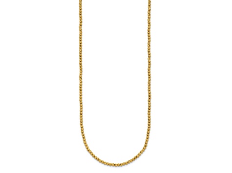 14K Yellow Gold Polished and Diamond-cut Beaded 18-inch Necklace