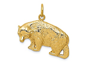 14k Yellow Gold Textured Bear Charm Pendant